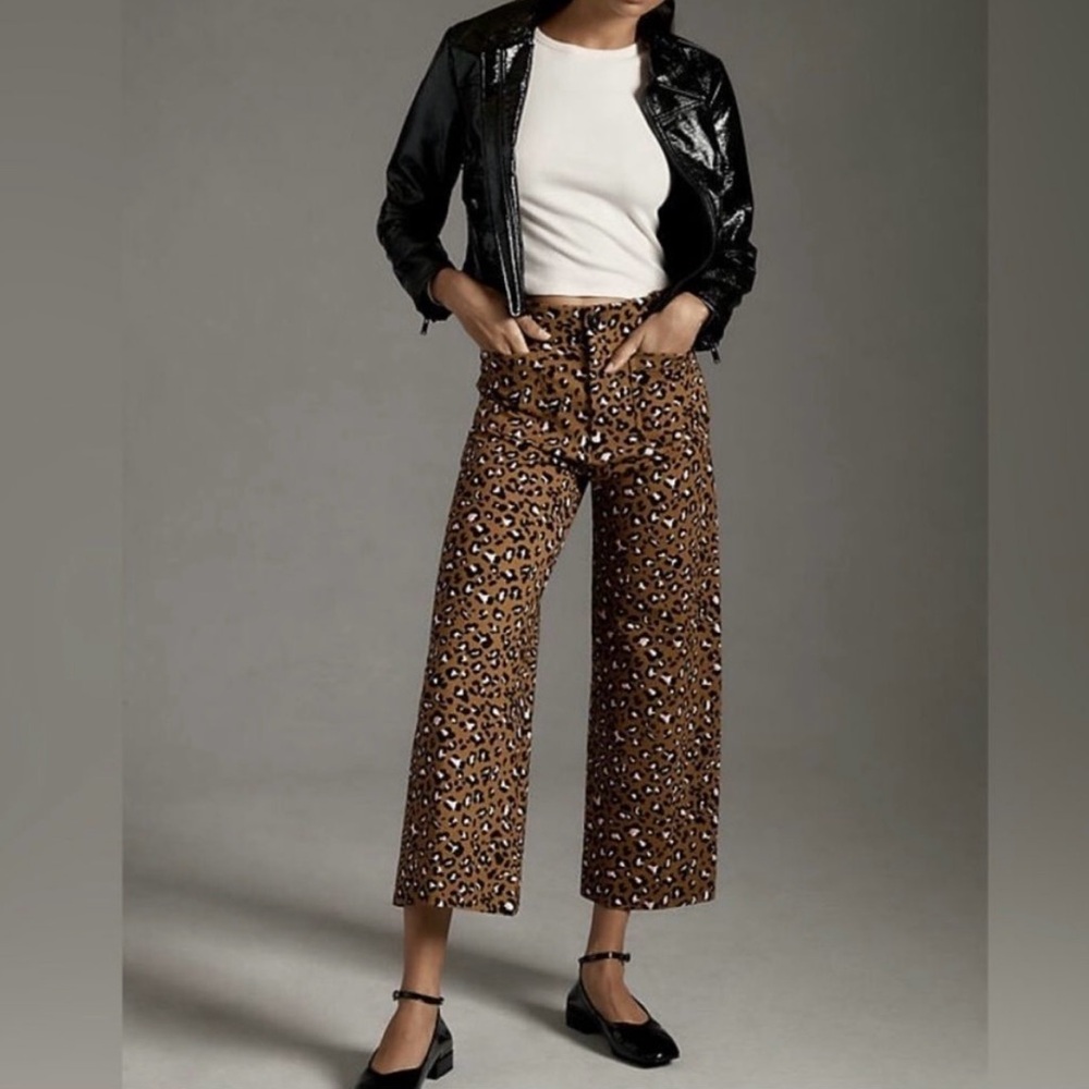 Maeve Leopard Print Wide Leg Pants